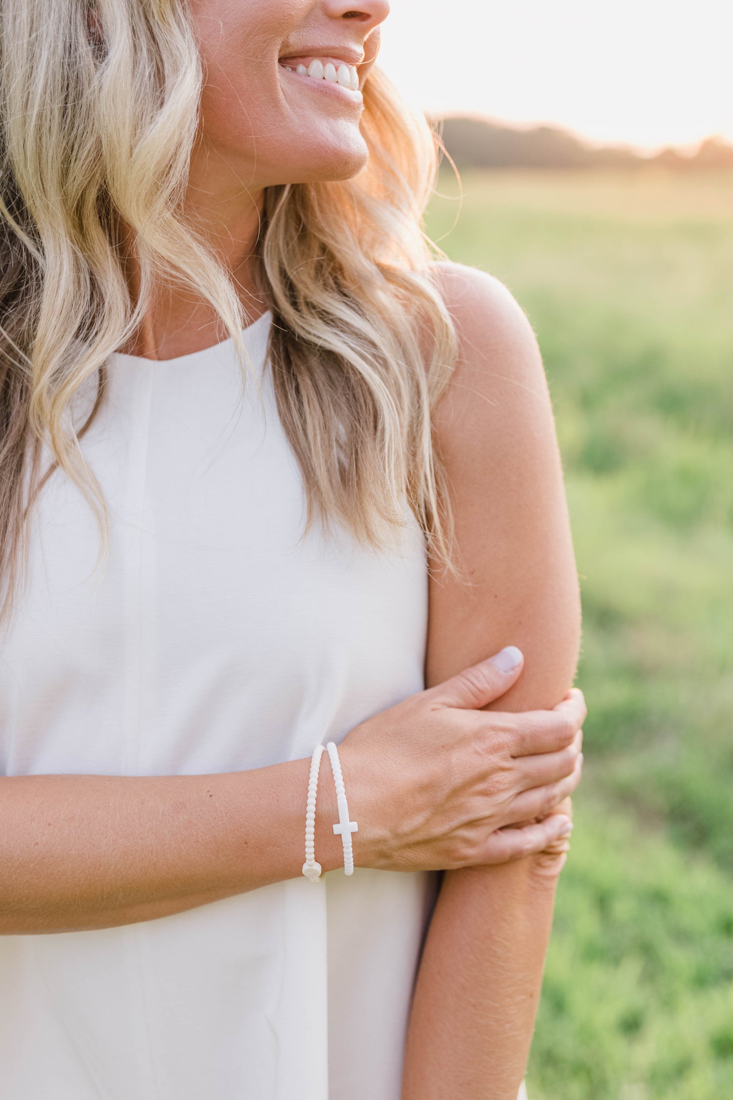 Woman wearing Jesus Bracelets