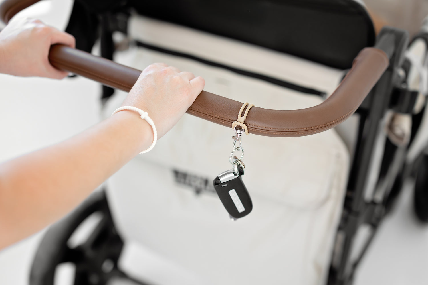 Woman pushing wagon